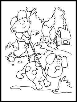 Child & Puppy Coloring Template thumbnail